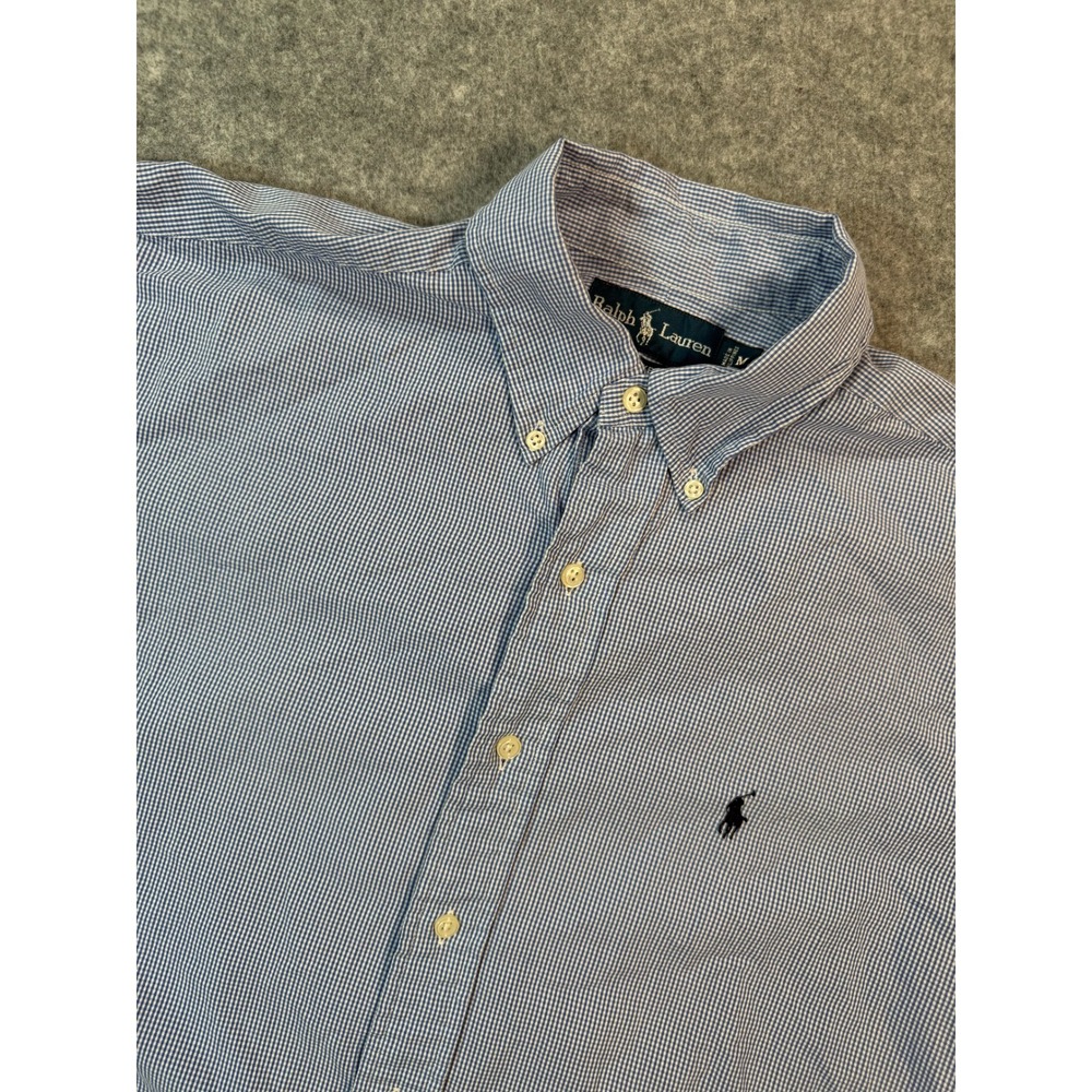 Ralph Lauren Blake Mens Blue Gingham Check Button Down Shirt Long Sleeve Medium